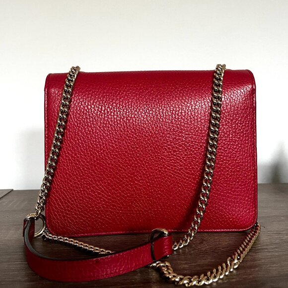 Gucci Interlocking G Shoulder Bag-Red Leather - Picture 2 of 10